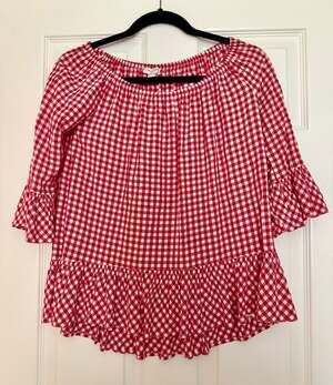 Beachlunchlounge Size XS Red Gingham Blouse.